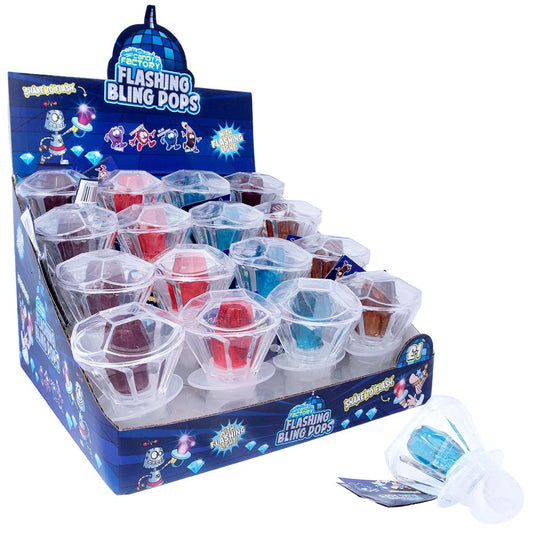 Crazy Candy Factory Flashing Bling Pop Assorted Lollipops 6g (Box of 16)