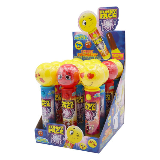 Crazy Candy Factory Funny Face Light Pops 11g (Pack of 12)