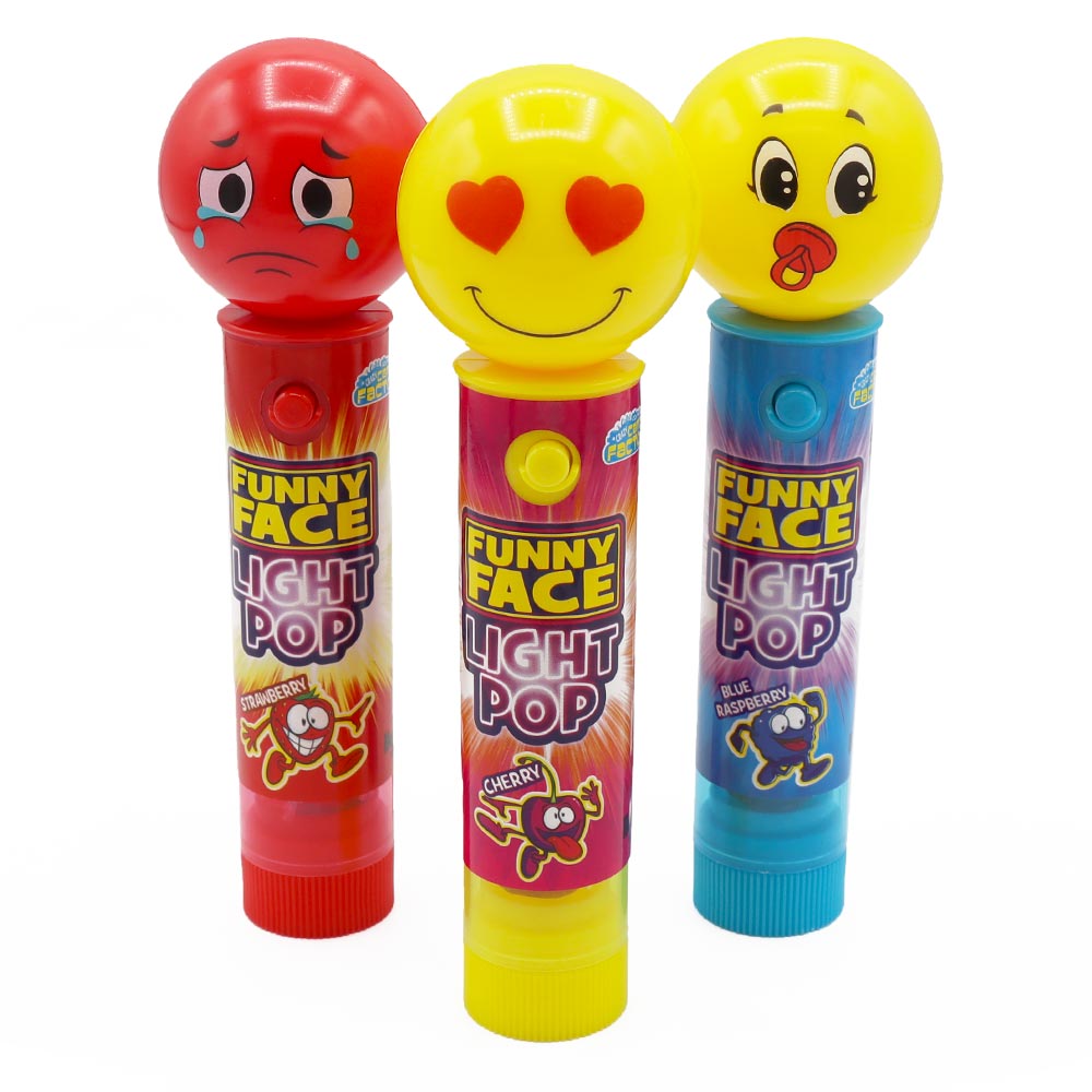 Crazy Candy Factory Funny Face Light Pops 11g (Pack of 12)