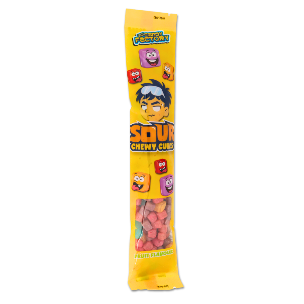 Crazy Candy Factory Sour Chewy Cubes 50g (Pack of 24)