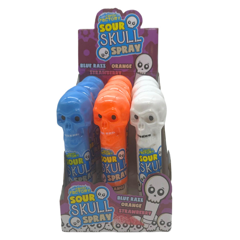 Crazy Candy Factory Sour Skull Sprays 50ml x 12 – Halloween Sour Candy