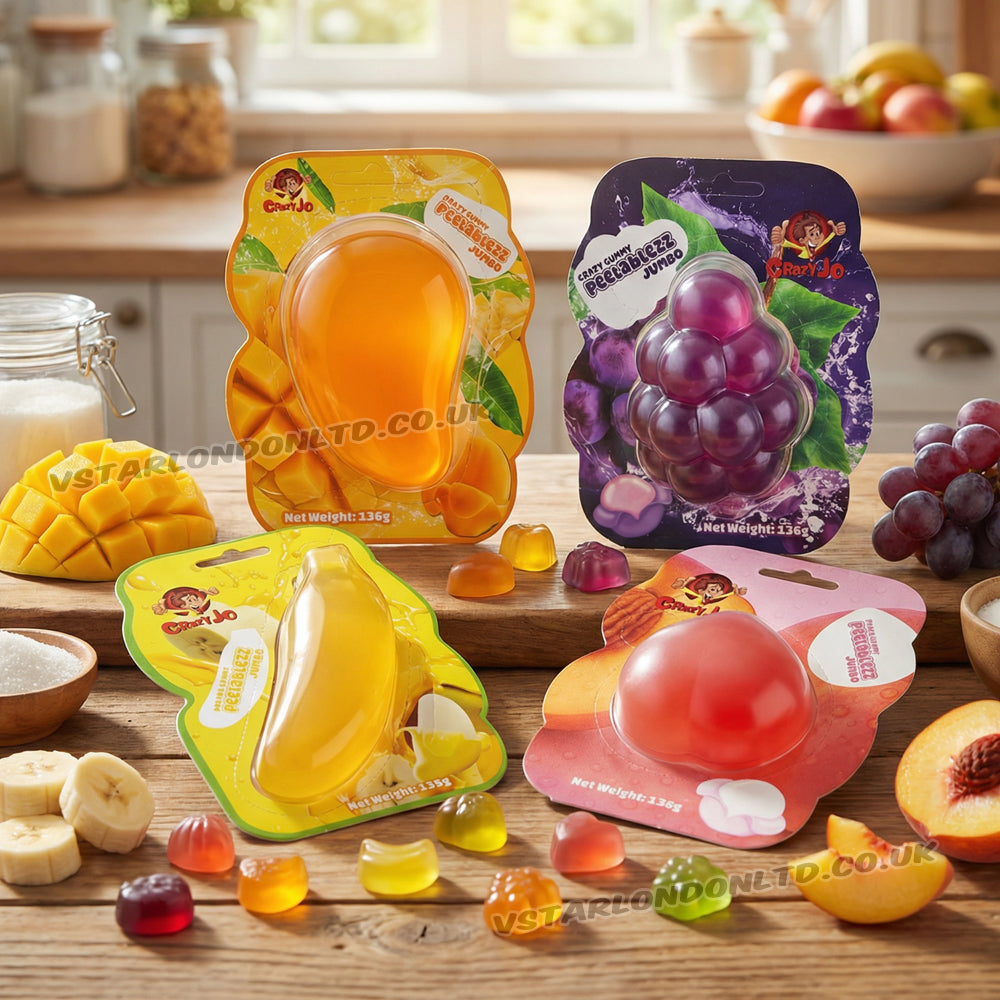 Crazy Jo Peelablezz Jumbo Gummy Mixed Flavours 136g (4, 8 & 12 Packs)