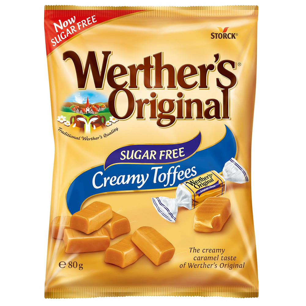 Werther's Original Sugar Free Creamy Toffees 18 x 80g Bags