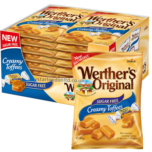 Werther's Original Sugar Free Creamy Toffees 18 x 80g Bags