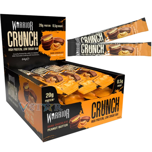 Warrior Crunch Dark Chocolate Peanut Protein Bar 64g (12 Bars)