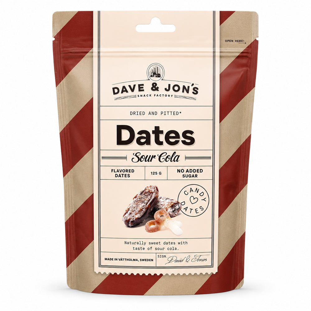 Dave & Jon's Sour Cola Dates 125g (8 & 16 Bags)