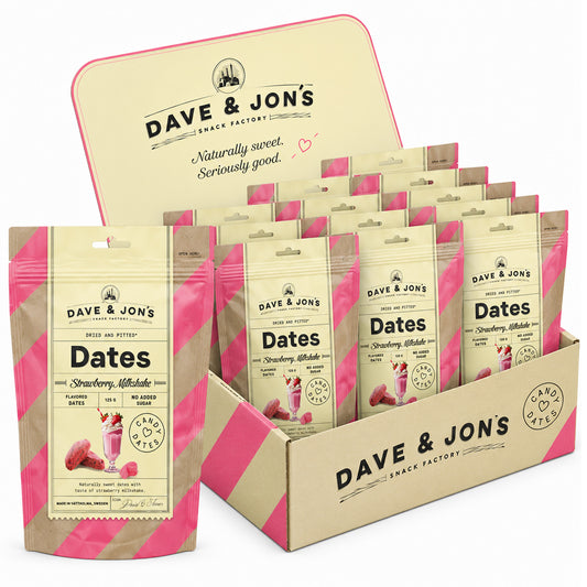 Dave & Jon's Strawberry Milkshake Dates 125g (8 & 16 Bags)