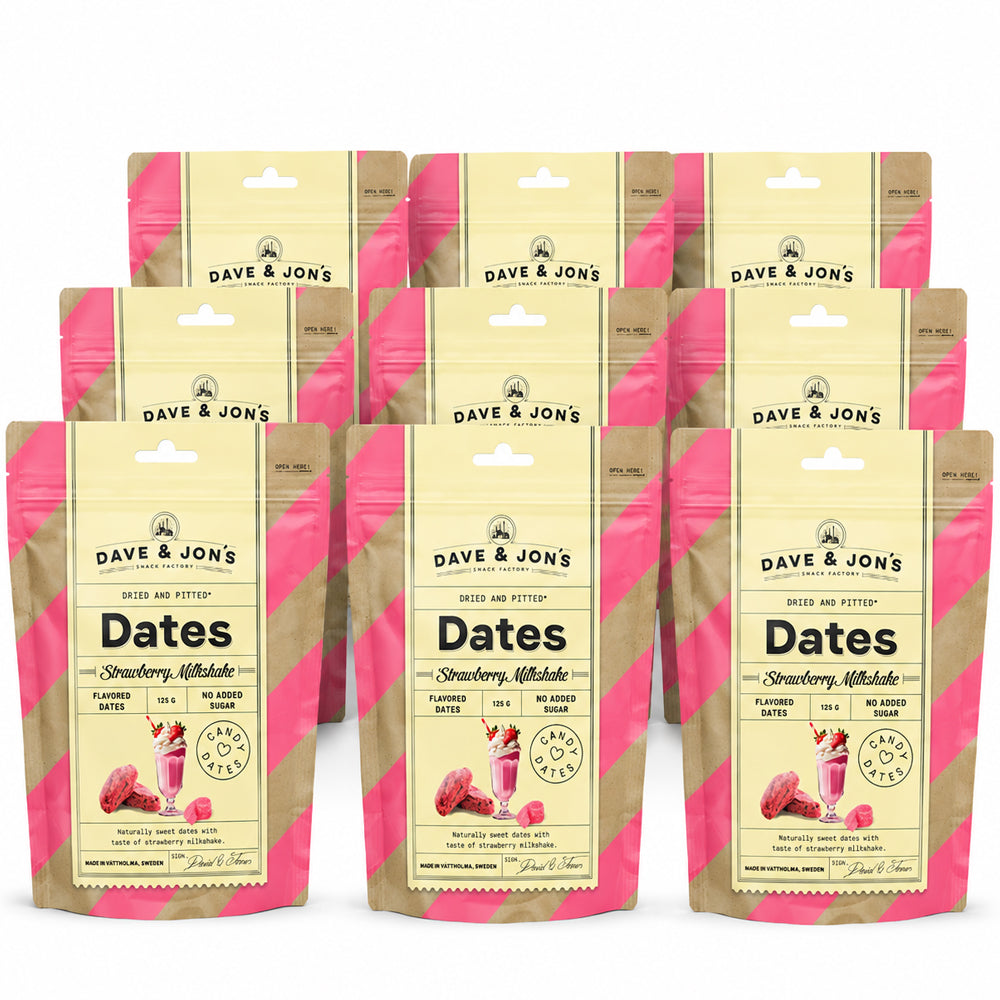 Dave & Jon's Strawberry Milkshake Dates 125g (8 & 16 Bags)