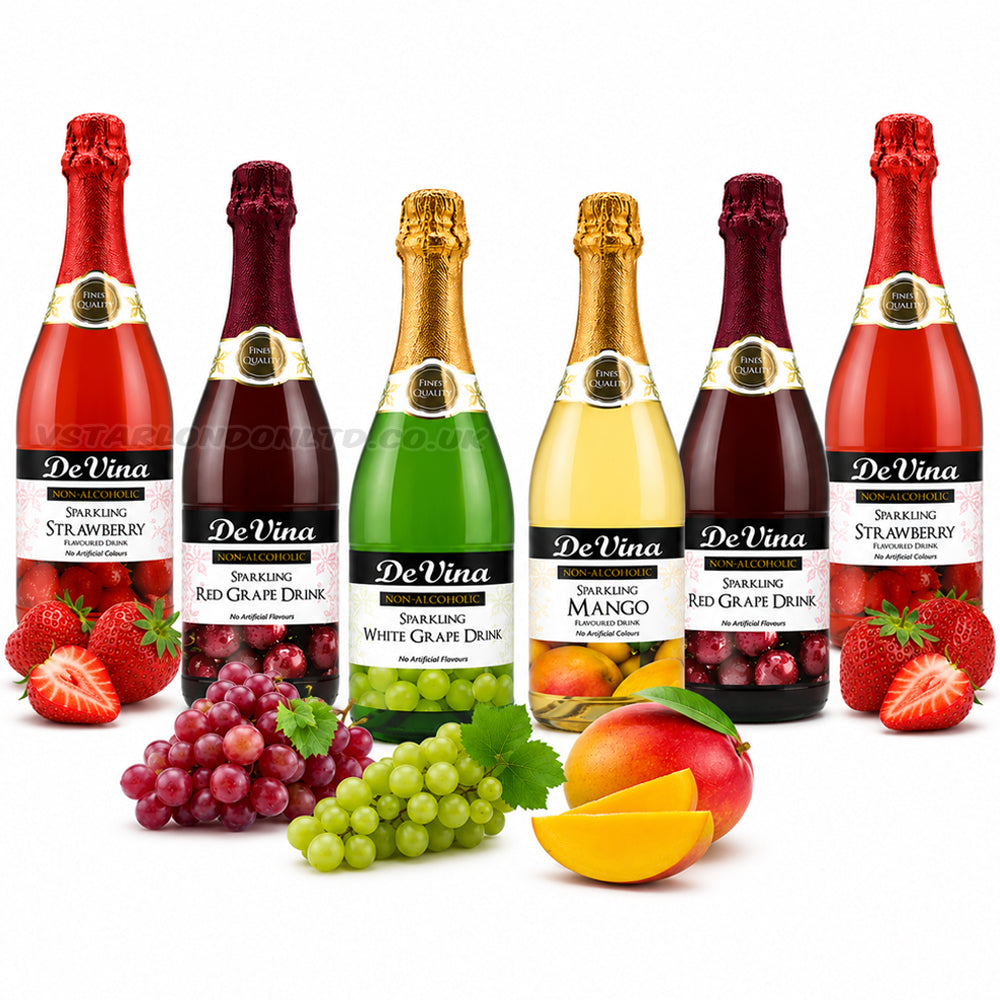 De Vina Sparkling Drink 750ml Mixed Flavours (6 & 12 Bottles)