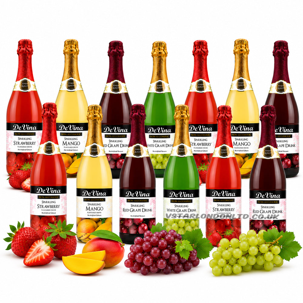 De Vina Sparkling Drink 750ml Mixed Flavours (6 & 12 Bottles)