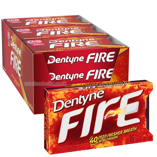 Dentyne Fire Chewing Gum Fierce Cinnamon Flavour 16 Pieces (Pack of 9)