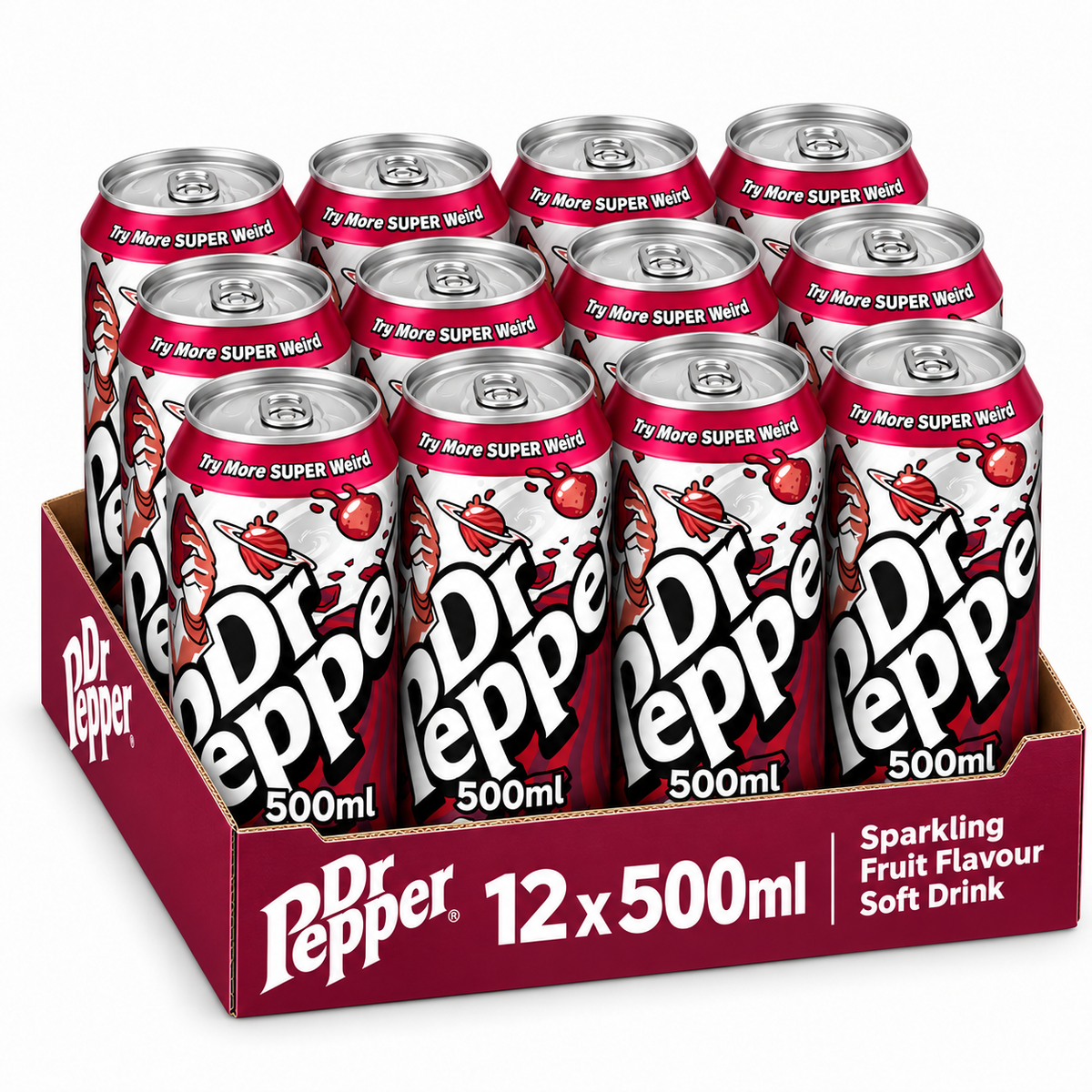 Dr Pepper Sparkling Fruit Flavour Soft Drink 500ml (6 & 12 Cans)