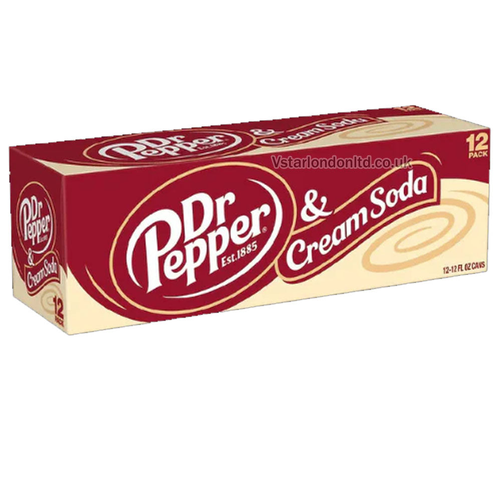 Dr Pepper Cream Soda - 12 Pack (355ml Cans) | Smooth & Refreshing Flavor