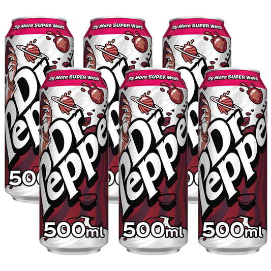 Dr Pepper Sparkling Fruit Flavour Soft Drink 500ml (6 & 12 Cans)