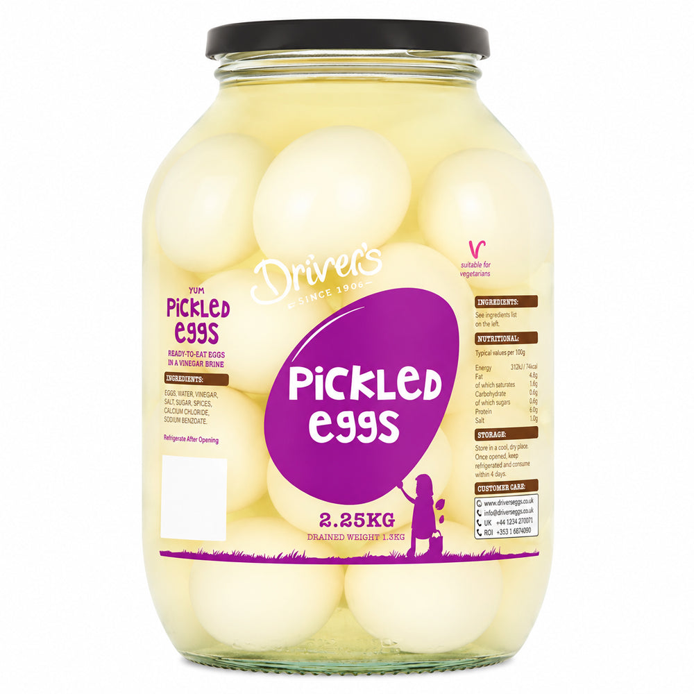 Driver's Foods Pickled Eggs 2.25kg – Spicy Vinegar Pickled Hard Boiled Eggs