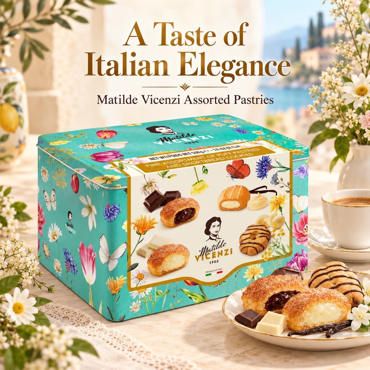 Vicenzi Italian Biscuit Assortment Gift Tin 907g – Assorted Italian Pastries
