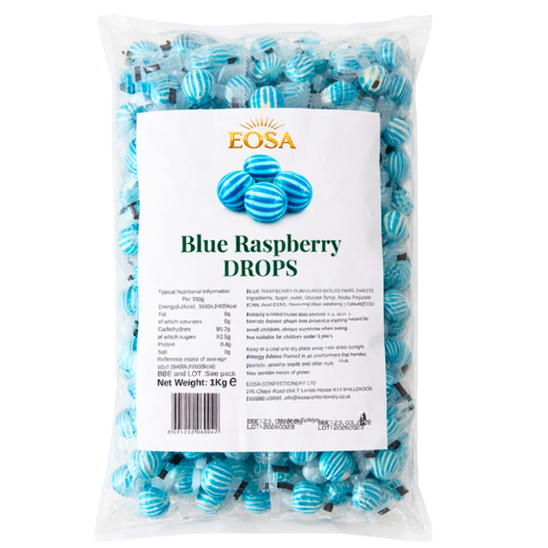 EOSA Blue Raspberry Drops Hard Boiled Candy 1kg – 3kg Bulk Sweets