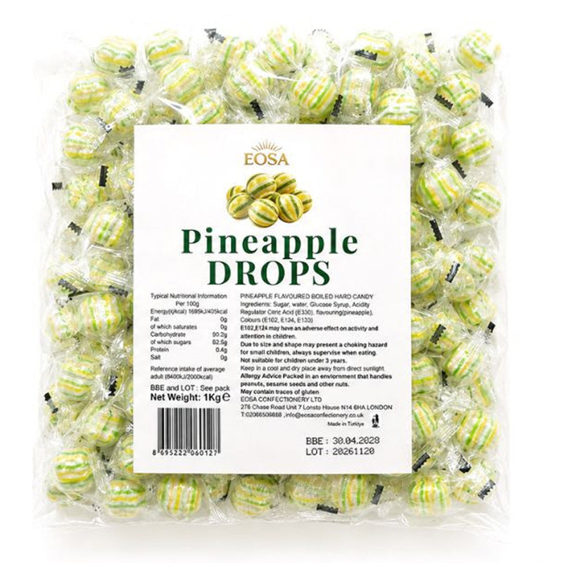 EOSA Pineapple Drops Hard Boiled Candy 1kg – 3kg Bulk Sweets