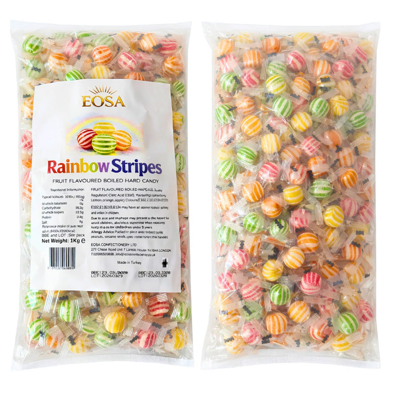 EOSA Hard Boiled Sweets & Rock Candy 1kg – 18 Fruit Flavours