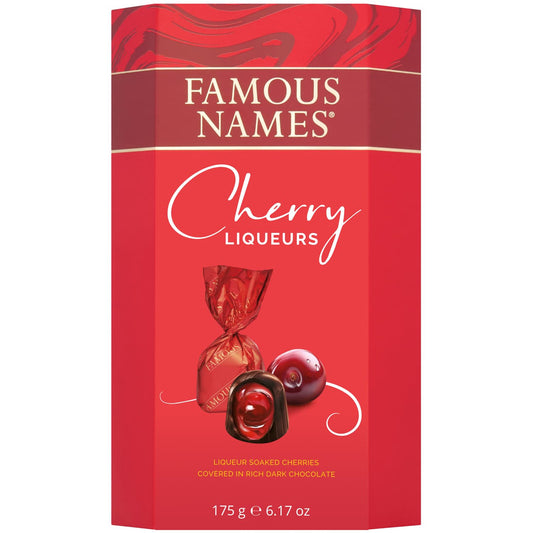 Famous Names Cherry Liqueurs 175g | Dark Chocolate Gift Box