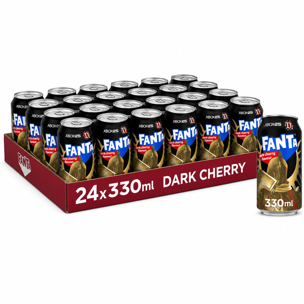 Fanta Dark Cherry Cans 330ml – Cherry & Apple Fizzy Drink (12 & 24 Cans)