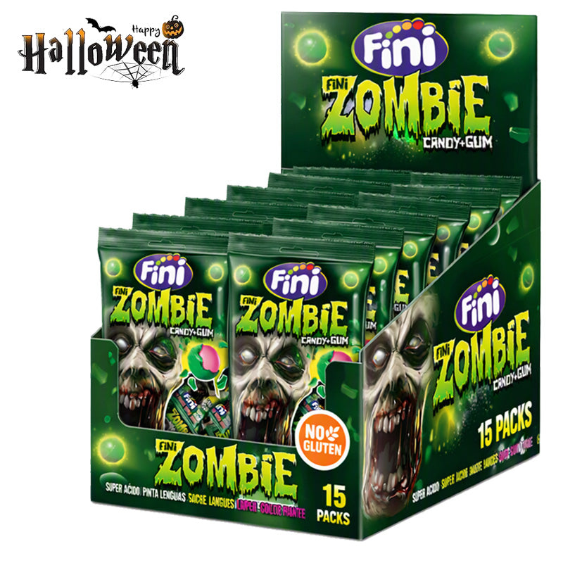 Fini Zombie Candy Gum 65g – Halloween Hard Candy with Chewy Gum (Box of 15 Packs)