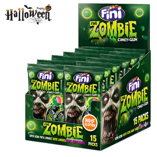 Fini Zombie Candy Gum 65g – Halloween Hard Candy with Chewy Gum (Box of 15 Packs)