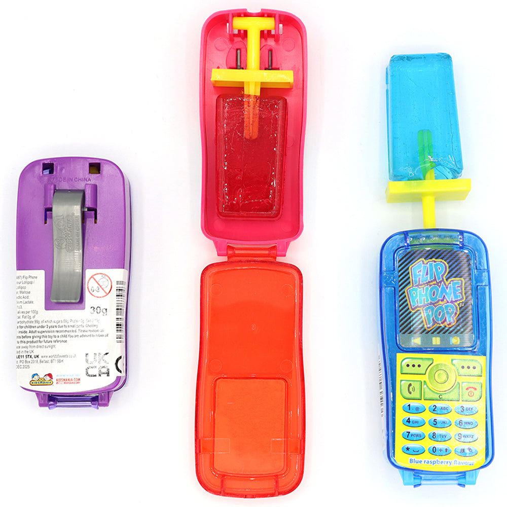 Kidsmania Flip Phone Lollipops 12 x 30g – Fun Fruit Flavour Candy