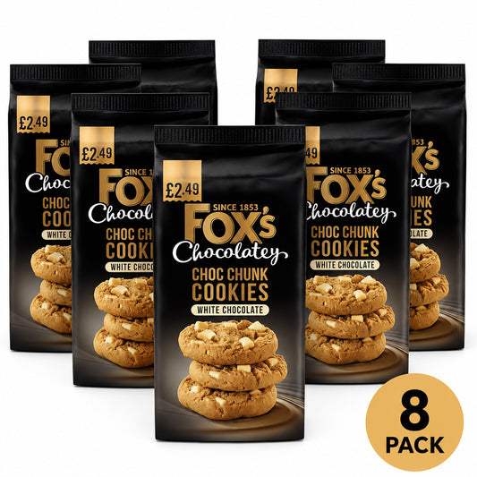 Fox’s Chocolatey Choc Chunk Cookies White Chocolate 180g (Box of 8)