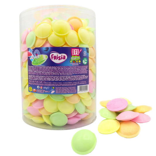 Frisia Flying Saucers – Retro Sour Candy Mix (625g Drum)