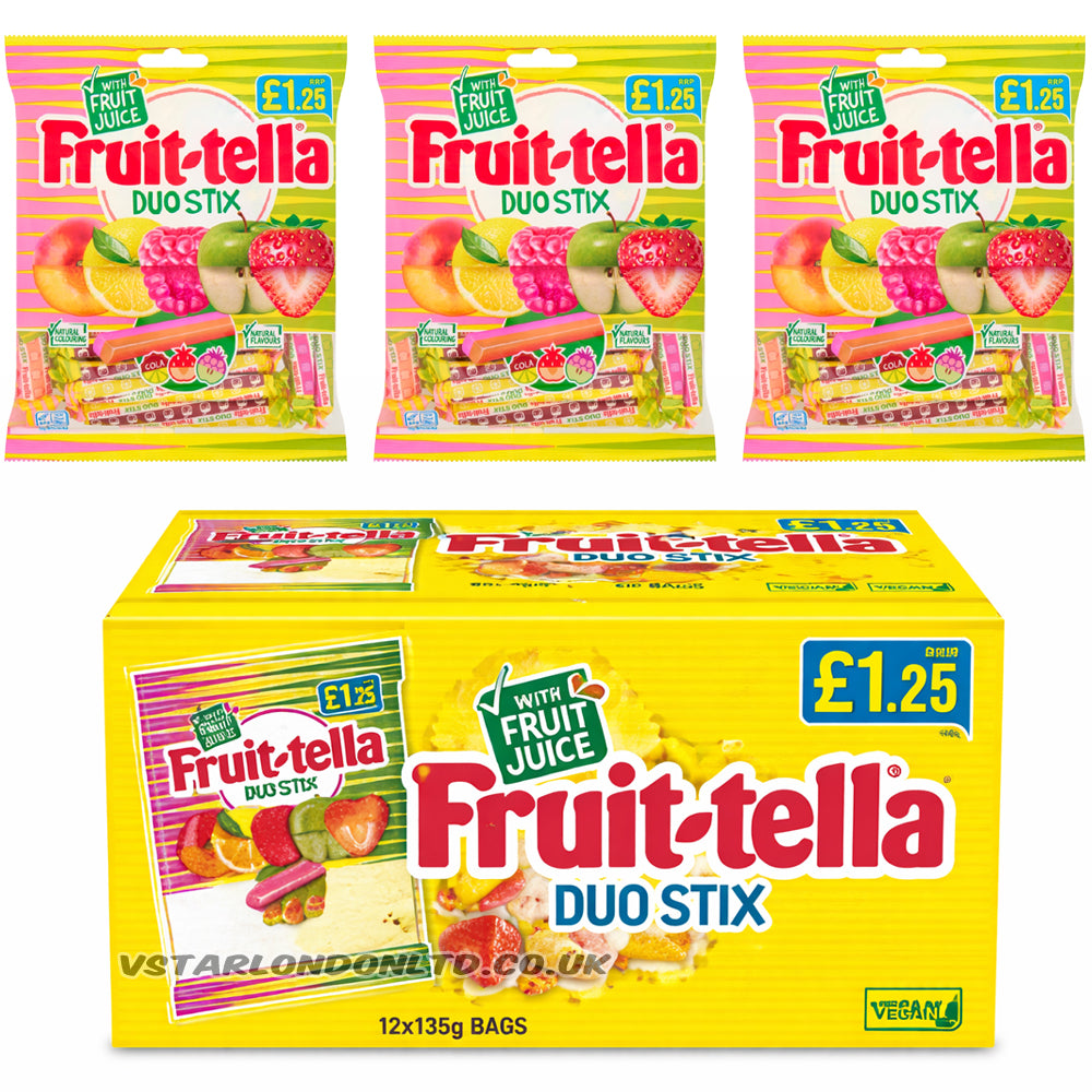 Fruittella Duo Stix 135g PMP – Box of 12 Chewy Fruit Sweets