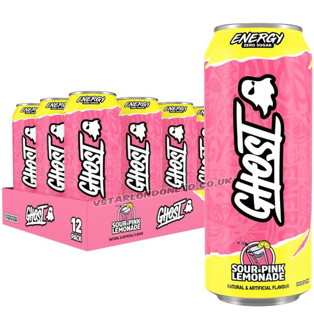 Ghost Energy Sour Pink Lemonade 500ml (6 & 12 Cans)