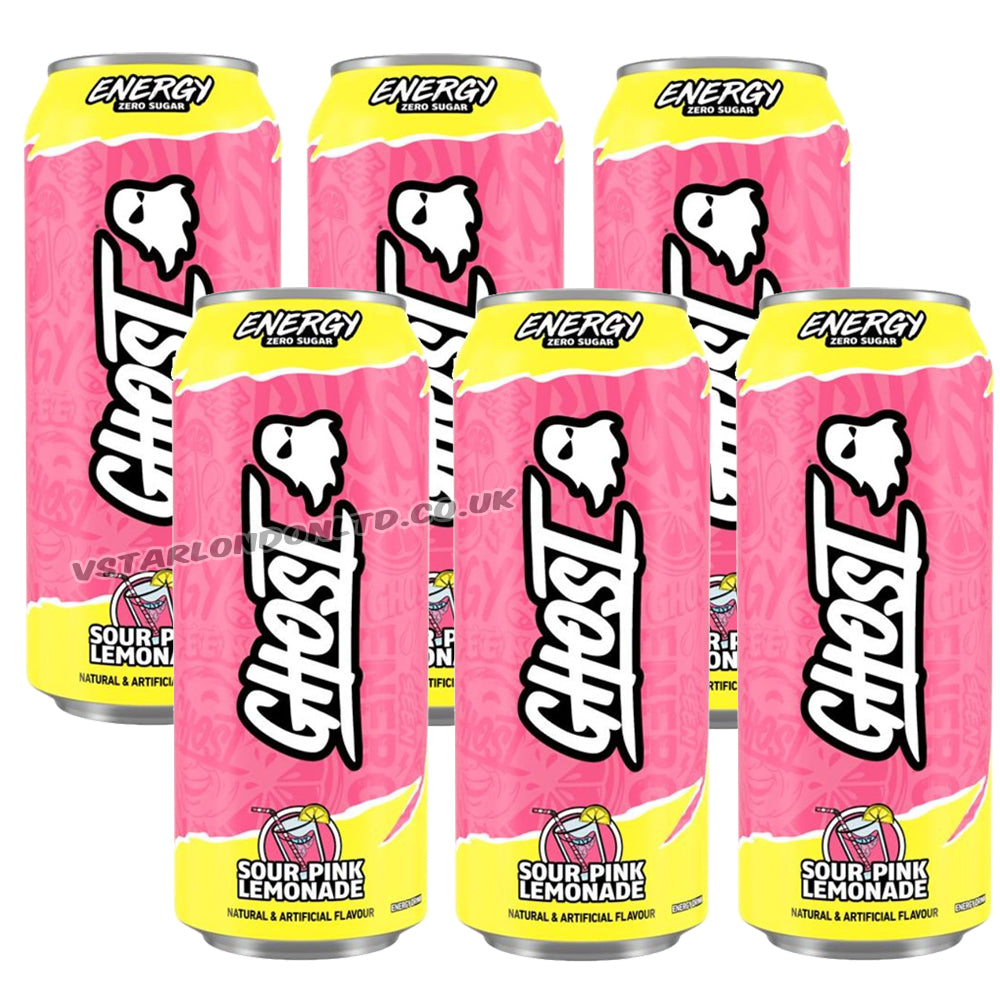 Ghost Energy Sour Pink Lemonade 500ml (6 & 12 Cans)