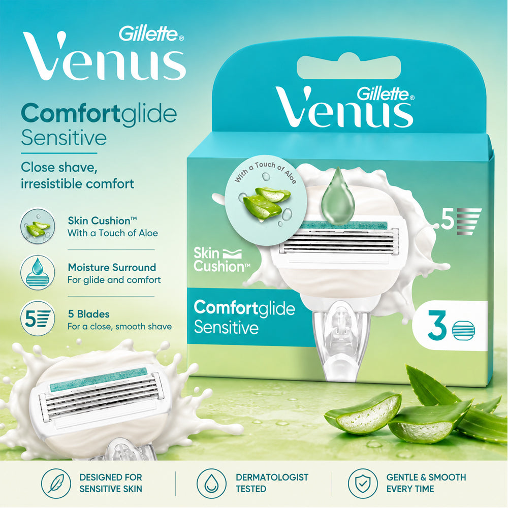 Gillette Venus ComfortGlide Sensitive Razor Blade Refills 3 Pack