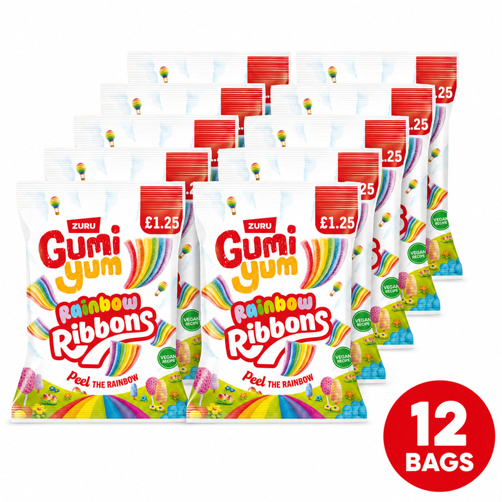 Gumi Yum Rainbow Ribbons 120g Box of 12 Strawberry Sweets