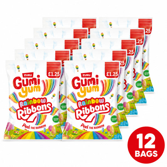 Gumi Yum Rainbow Ribbons 120g Box of 12 Strawberry Sweets