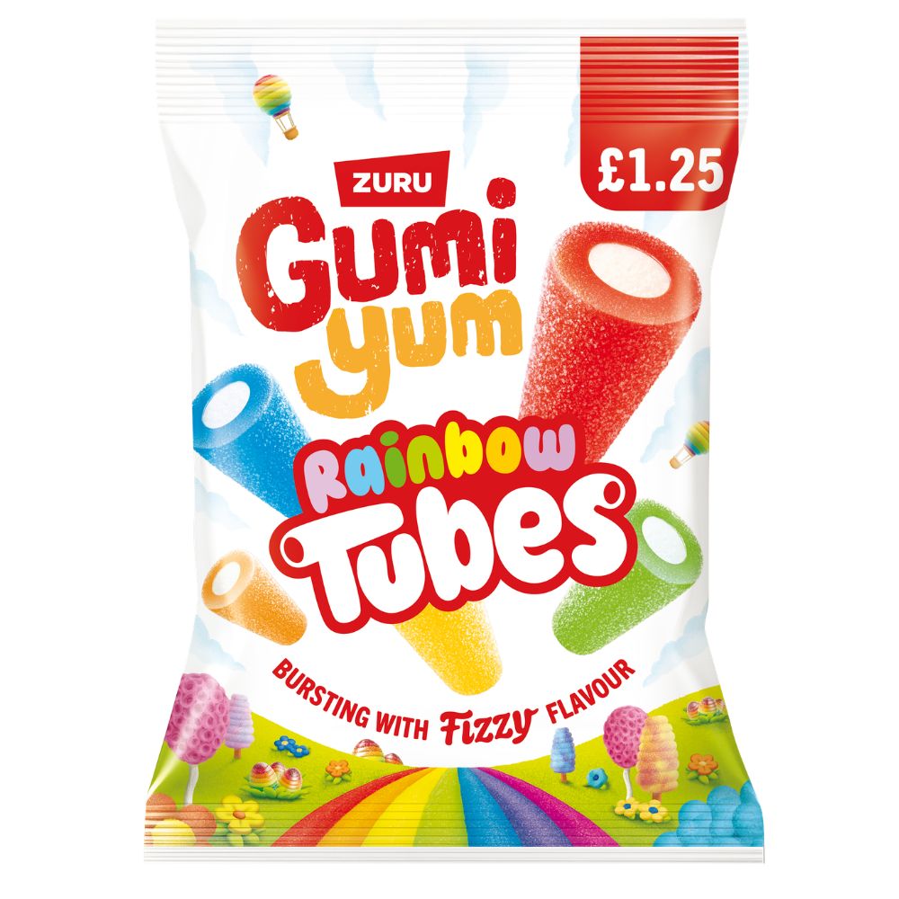 Gumi Yum Rainbow Tubes Bag 120g PMP (Box of 12) Strawberry Sweets
