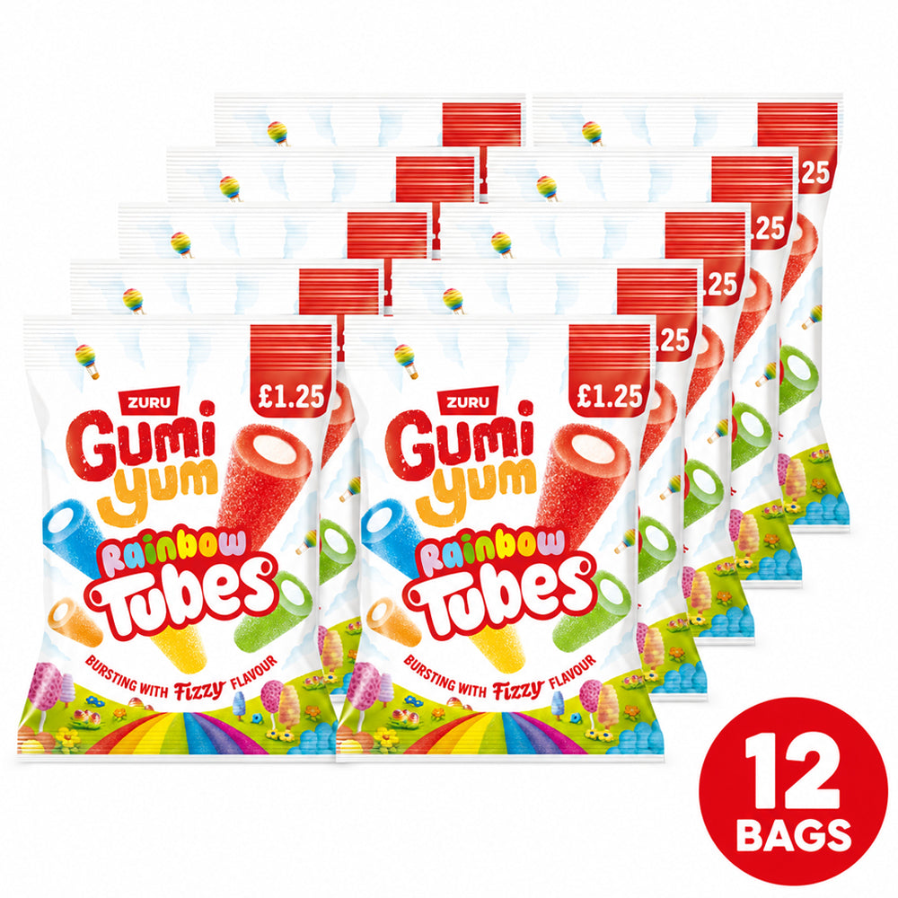 Gumi Yum Rainbow Tubes Bag 120g PMP (Box of 12) Strawberry Sweets