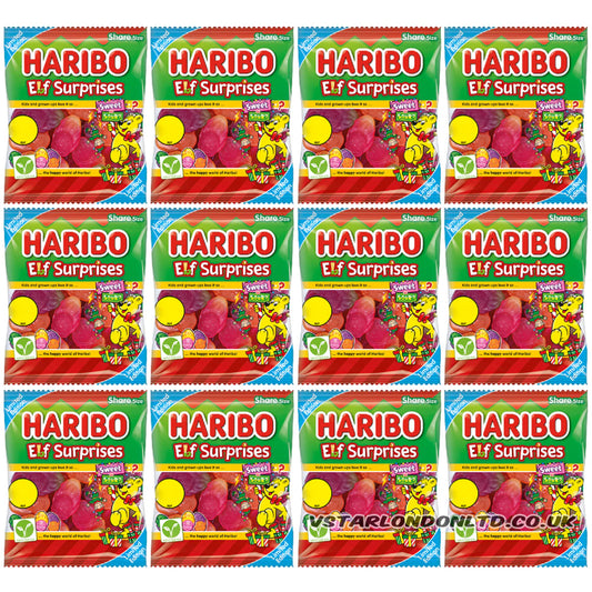 HARIBO Elf Surprises Sweet & Sour Fruit Chewy Sweets 12×140g