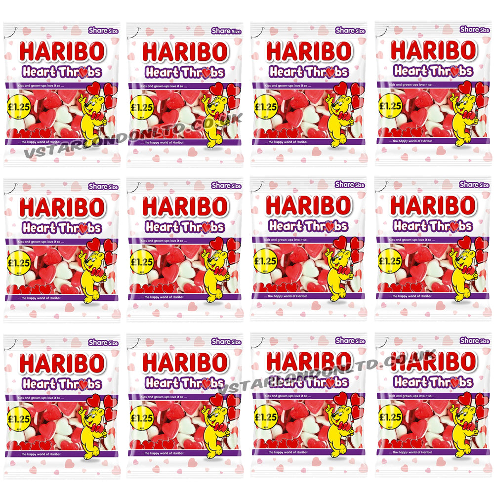 HARIBO Heart Throbs Strawberry Jelly & Foam Sweets 140g (Pack of 12)