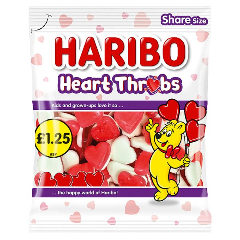 HARIBO Heart Throbs Strawberry Jelly & Foam Sweets 140g (Pack of 12)