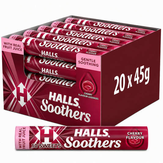 Halls Soothers Cherry Lozenges Roll 45g (Case of 20)