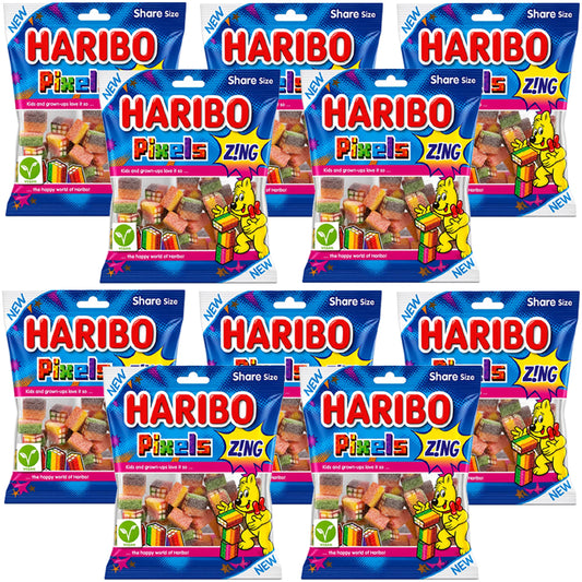 Haribo Pixels Zing Fizzy Fruit Gums 140g (Box of 12)