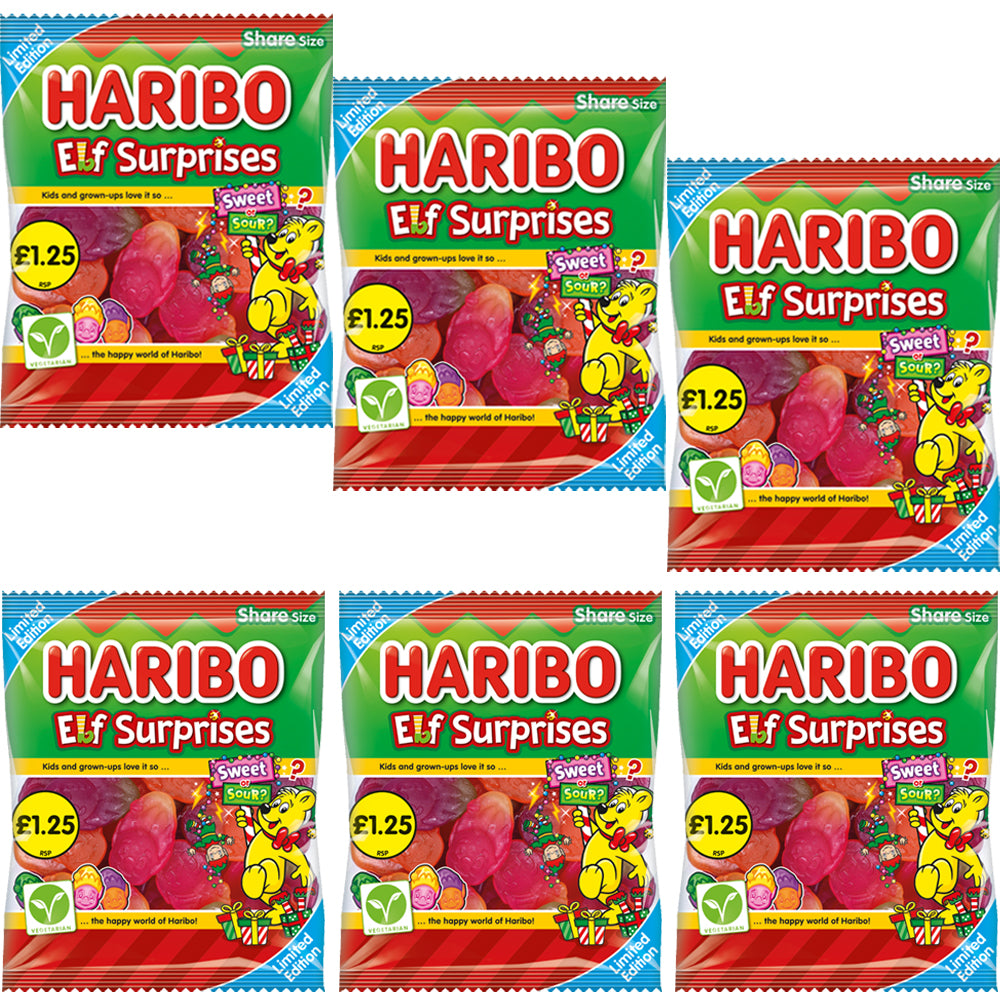 Haribo Elf Surprises Christmas Sweets 140g (6 & 12 Bags)