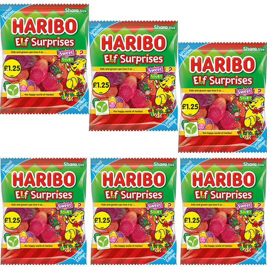 Haribo Elf Surprises Christmas Sweets 140g (6 & 12 Bags)