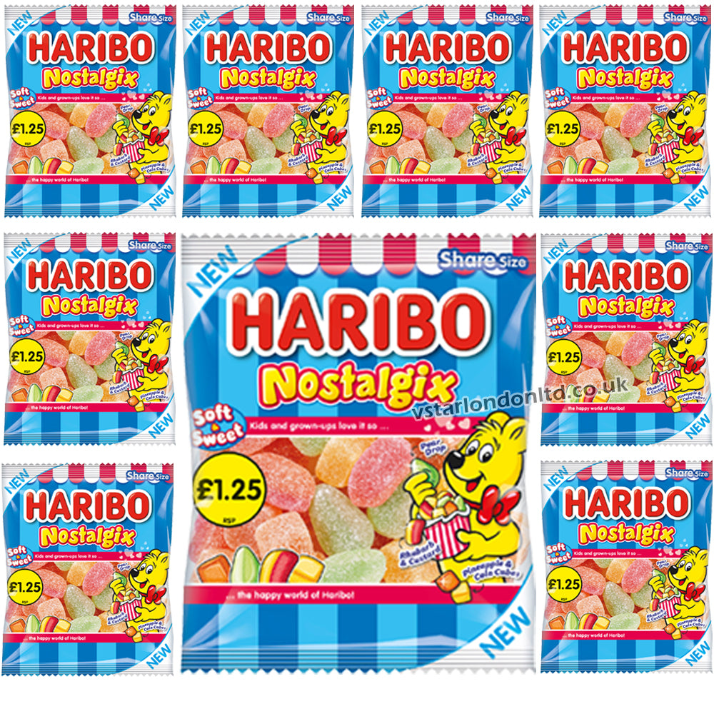 Haribo Nostalgix Sugar Coated Fruit & Cola Flavour Jelly Sweets PMP 12 x 140g