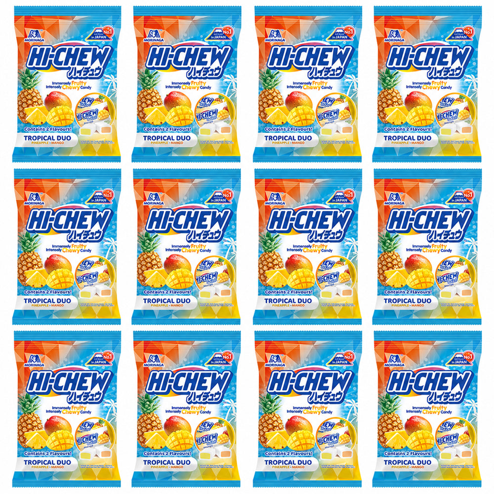 Hi-Chew Tropical Mix Chewy Sweets 80g – Mango & Pineapple (6 or 12 Bags)