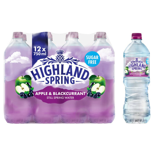 Highland Spring Apple & Blackcurrant Flavoured Still Spring Water 750ml (Pack of 12)