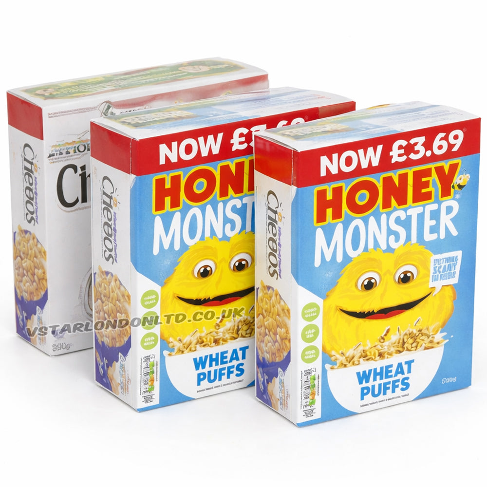 Honey Monster Wheat Puffs 520g – Sweetened with Honey & Vitamins (3 & 6 Boxes)