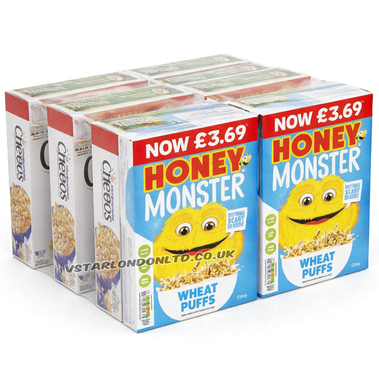 Honey Monster Wheat Puffs 520g – Sweetened with Honey & Vitamins (3 & 6 Boxes)